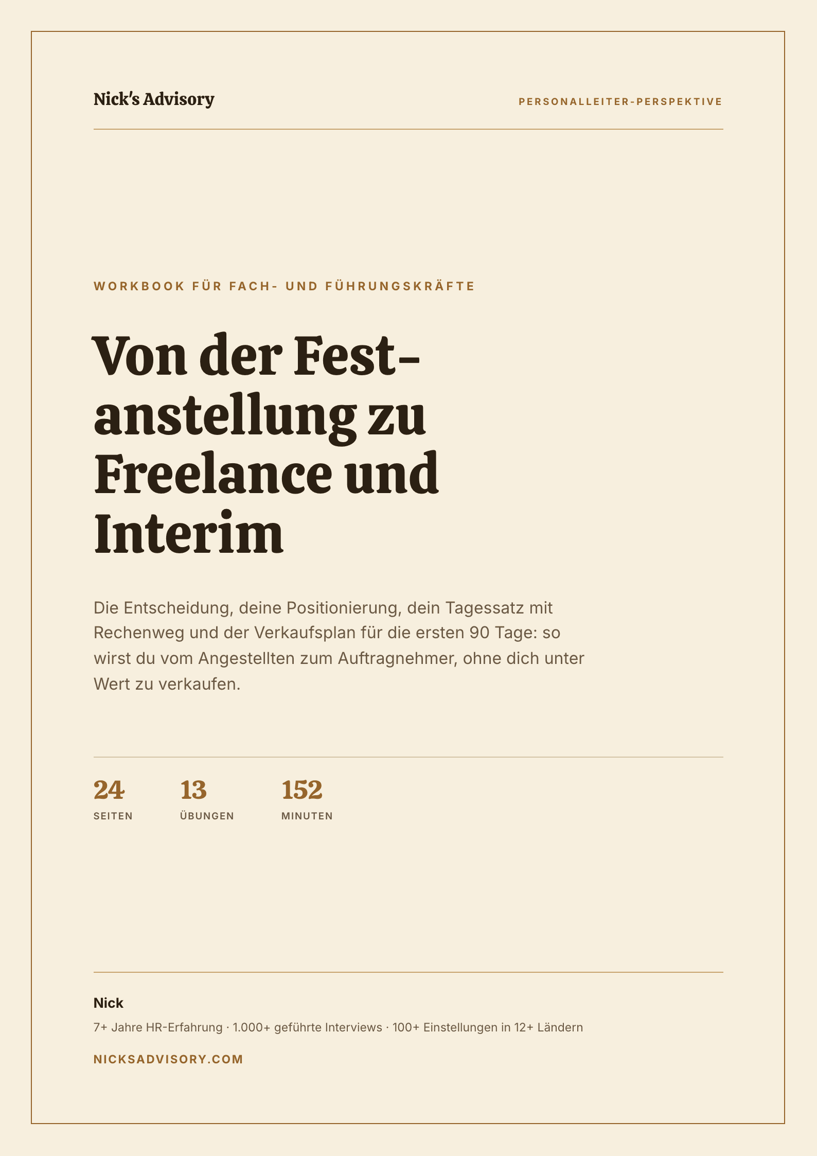 Cover of the career guide “Going Freelance or Interim in Germany” by Nick's Advisory